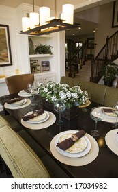 Festive dining table with luxurious tableware.