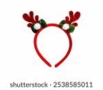 Festive headband adorned with reindeer antlers, featuring red and green colors, perfect for holiday celebrations and adding a playful touch to Christmas outfits and gatherings.