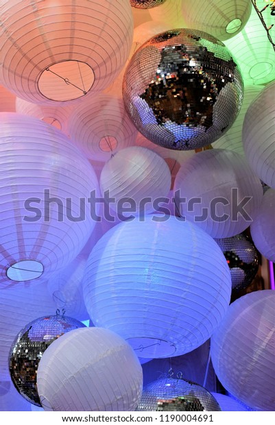 Festive Indoor Christmas Decorations Large Paper Stock Photo Edit
