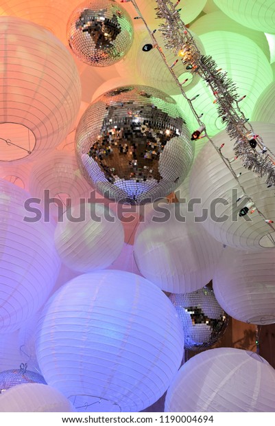 Festive Indoor Christmas Decorations Large Paper Stock Photo Edit