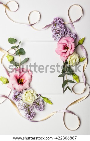 Similar – Bouquet with greeting card and candle