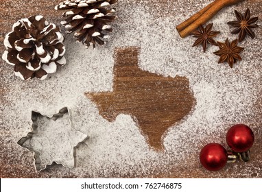 Festive motif of flour in the shape of Texas (series)