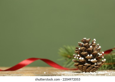 Festive Natural, Zero Waste, Plastic Free, Christmas Decoration. DIY Winter Holidays Home Decor Made Of Fir Branches, Pine Cones And Red Berries.	