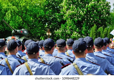 Festive parade in Belarus. The security forces are right-handed. Police.