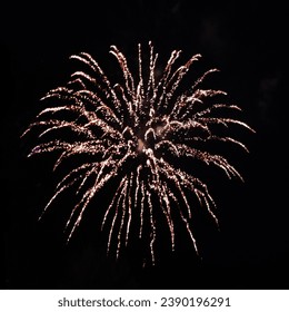 Festive real fireworks on black background for overlay blending mode. - Shutterstock ID 2390196291
