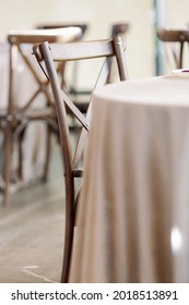 Festive Rustic Wooden Chairs. Cross In The Back Of The Chair