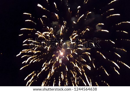 Festive salute in the night sky. Explosions of fireworks.