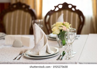 Festive Table Decoration. Festive Table Setting In The Restaurant.