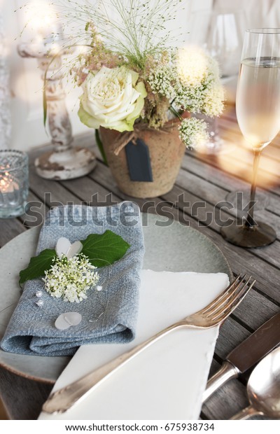 Festive Table Decoration Vintage Style Wedding Stock Photo Edit