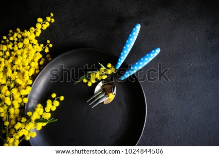 Similar – Image, Stock Photo Fresh camomile flowers in teapot on blue background.
