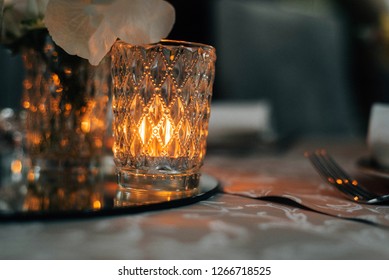 Festive table setting. 
Interior decor