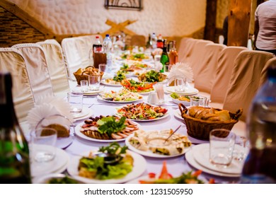 Festive table with snacks