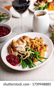 Festive Thankgiving Dinner Plate, Turkey And All The Sides