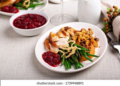 Festive Thankgiving Dinner Plate, Turkey And All The Sides