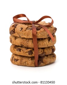 Festive Wrapped Chocolate Pastry Cookies Isolated On White Background