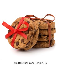 Festive Wrapped Chocolate Pastry Cookies Isolated On White Background