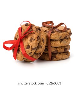 Festive Wrapped Chocolate Pastry Cookies Isolated On White Background