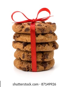 Festive Wrapped Chocolate Pastry Cookies Isolated On White Background