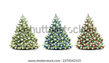 Festively decorated Christmas tree with fairy lights