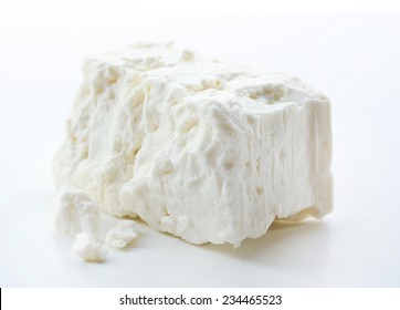 Feta Cheese Isolated On White