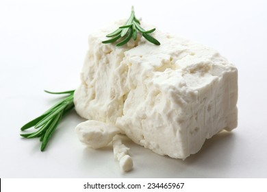 Feta Cheese Isolated On White