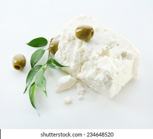 Feta Cheese Isolated On White