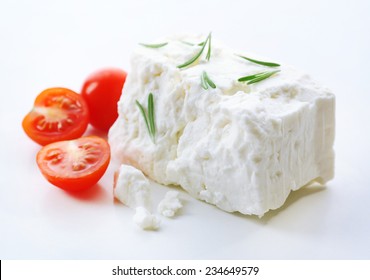 Feta Cheese Isolated On White