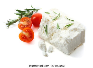 Feta Cheese Isolated On White