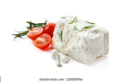 Feta Cheese Isolated On White