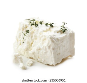 Feta Cheese Isolated On White