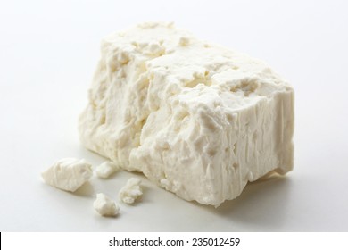 Feta Cheese Isolated On White