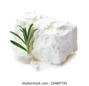 Feta Cheese Isolated On White