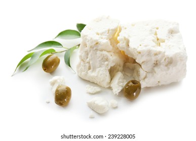 Feta Cheese Isolated On White