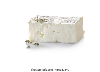 Feta Cheese Isolated On White