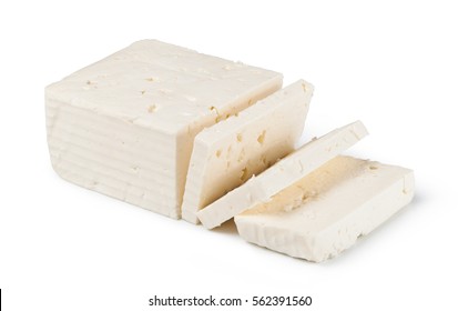 Feta Cheese Isolated On White