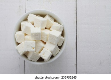 Feta Goats Cheese Cubes In Dish