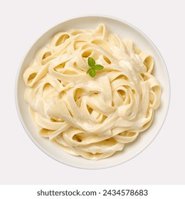 fettuccine alfredo isolated on white background. - Powered by Shutterstock