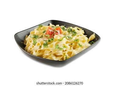 Fettuccine Alfredo On White Background 