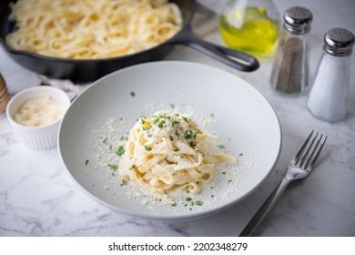 fettuccine alfredo, traditional cream cheese pasta - Shutterstock ID 2202348279