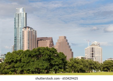 A Few Buildings In Austin As Viewed From Auditorium Shores