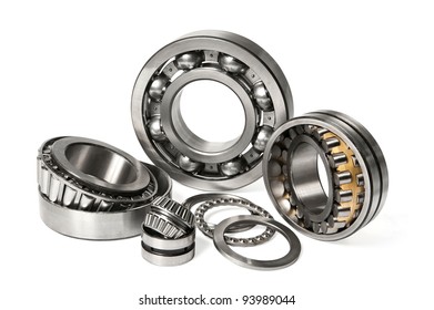 few different bearings on a white background with clipping path