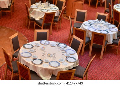 Few Tables In Dining Room On A Cruise Ship