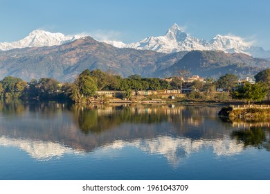 Fewa Lake Pokhara Snow Capped Mountains Stock Photo 1961043709 