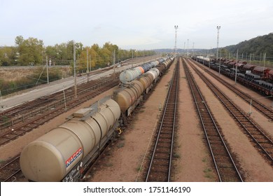 Feyzin, France - 11 12 2019 : Sibelin Triage Railway Station, Town Of Feyzin Department Of Rhône, France