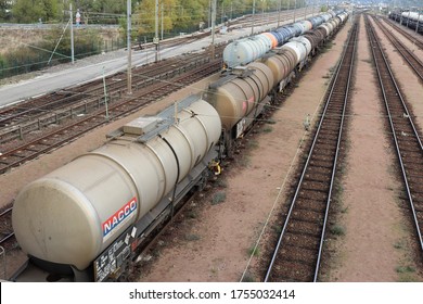 Feyzin, France - 11 12 2019 : Sibelin Triage Railway Station, Town Of Feyzin Department Of Rhône, France