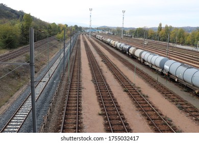 Feyzin, France - 11 12 2019 : Sibelin Triage Railway Station, Town Of Feyzin Department Of Rhône, France