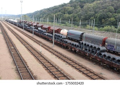 Feyzin, France - 11 12 2019 : Sibelin Triage Railway Station, Town Of Feyzin Department Of Rhône, France