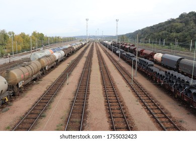 Feyzin, France - 11 12 2019 : Sibelin Triage Railway Station, Town Of Feyzin Department Of Rhône, France