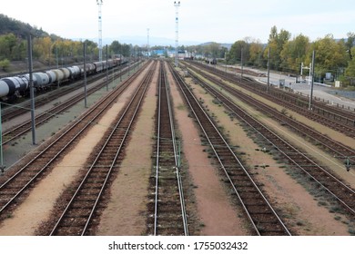 Feyzin, France - 11 12 2019 : Sibelin Triage Railway Station, Town Of Feyzin Department Of Rhône, France