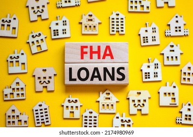 FHA Federal Housing Administration Loans Symbol. Concept Words 'FHA Federal Housing Administration Loans' On Wooden Blocks On A Beautiful Yellow Background. Business And FHA Loans Concept. Copy Space.